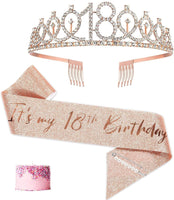 15 x Brand New Voarge 18th Birthday Sash and Tiara, Birthday Crown Sash, Birthday Sash and Tiara, 18th Birthday Gifts for Happy 18th Birthday Party Favor Supplies - RRP €155.85