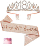 15 x Brand New Voarge 18th Birthday Sash and Tiara, Birthday Crown Sash, Birthday Sash and Tiara, 18th Birthday Gifts for Happy 18th Birthday Party Favor Supplies - RRP €155.85