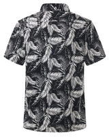 1 x Brand New Olmecs Hawaiian Shirt Men Funky Short Sleeve Hawaiian Flower Print Men s Beach Shirt Black Leaves S - RRP €22.8