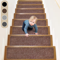 1 x RAW Customer Returns ToStair stair mats, 76cmx20cm 15 pieces anti-slip stair treads for wooden steps, step protection stair carpet indoors for children, elderly and dogs, brown - RRP €42.29