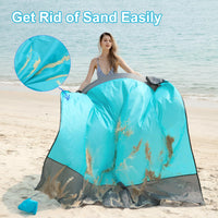 1 x RAW Customer Returns ISOPHO Picnic Blanket 200x210cm Beach Blanket Waterproof Beach Mat 4 Fixing Corners Sand-Free Beach Blanket Picnic for Beach, Camping Blue, 200 x 210cm  - RRP €20.64