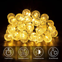 1 x RAW Customer Returns SALCAR Solar Fairy Lights Outdoor 60 LED, 15M Solar Fairy Lights Outdoor 8 Modes IP44 Waterproof Crystal Balls Outdoor Fairy Lights Solar for Garden, Patio, Balcony, Wedding-Warm White - RRP €23.18