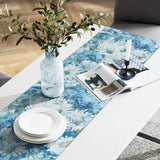 1 x Brand New HYIEAR Modern Table Runner, 30x180cm Table Runner with Flower Print, Washable Blue Table Runner, Decoration for Indoor and Outdoor, Parties, Dining Room, Wedding, Banquet - RRP €22.8