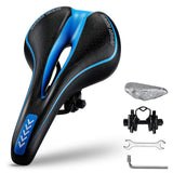 1 x RAW Customer Returns Asvert MTB Saddle Ergonomic Bicycle Saddle with Reflective Tape Comfortable Memory Foam Padding with Springs Suitable for All Types of Bicycles Black Blue  - RRP €20.99