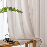 1 x RAW Customer Returns MIULEE living room curtains linen eyelet curtain linen look curtain boho curtain with eyelets semi-transparent linen curtain curtains set of 2 HxW 245x140 cm, rice white - RRP €33.26