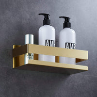 1 x RAW Customer Returns Kelelife Shower Shelf Without Drilling Shower Basket Gold Brushed Bathroom Self-Adhesive Bathroom Shelf Made of Stainless Steel - RRP €29.99