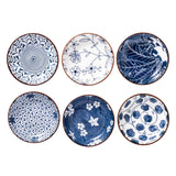 1 x RAW Customer Returns Swuut Ceramic Japanese Style 10.2cm Side Dishes Sauce Bowls for Sushi, Sauce, Snack and Soy 85ml Blue White Squeeze Bowls Kitchen Prep - Set of 6 10cm  - RRP €17.14