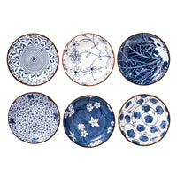 1 x RAW Customer Returns Swuut , Ceramic , Japanese Style 10.2 cm, Side Dishes, Sauce Bowls for Sushi, Sauce, Snack and Soy, 85 ml, Blue White Squeeze Bowls Kitchen Prep - Set of 6 10.2 cm  - RRP €18.62