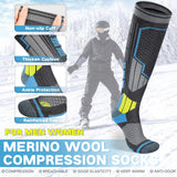 1 x RAW Customer Returns Reamphy 2 pairs of ski socks, merino wool socks, thermal socks for men and women, breathable compression stockings, warm support stockings, knee-high thick compression socks for winter sports, snowboarding, 39-42 - RRP €23.18