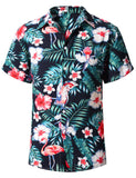 1 x RAW Customer Returns heekpek Hawaii Shirt Men Summer Hawaii Shirt Short Sleeve Beach Casual Shirts Resort Shirt with Palm Flowers Hawaii Print, Black with Flower, XXL - RRP €20.99