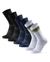 1 x RAW Customer Returns DANISH ENDURANCE Cycling Socks Regular for Men Women 3 Pairs Multi-Colour 1 x Striped, 1 x Black, 1 x Dark Blue , EU 39-42  - RRP €21.59