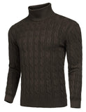 1 x RAW Customer Returns Misfuso men s turtleneck pullover long-sleeved shirt, knitted pullover men s fine knit cotton sweater with crew neck, slim fit basic men s sweater, size XL brown - RRP €22.18