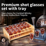 1 x RAW Customer Returns Shot glasses set 0.5 oz-0.66 oz 15 ml-20 ml cocktail holder and shot glass mini 24 pcs. drinks serving board organizer 24 holes with clear crystal glass for liquor shots whiskey brandy vodka rum - RRP €30.24