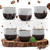 1 x RAW Customer Returns ElbFuchs Espresso cup set 6x 120ml LOVINGLY HANDMADE Stackable ceramic espresso cups Espresso cups without handles Unusual espresso cups mocha cups white  - RRP €35.24