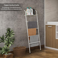 1 x RAW Customer Returns Freestanding towel ladder for the bathroom towel holder for bath towels, clothes or newspapers metal ceiling ladder towel holder bathroom towel holder wall slate ceiling ladder white  - RRP €34.78