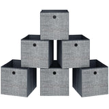 1 x RAW Customer Returns Hzuaneri Storage Cubes 26cm Foldable Cube Storage Containers with Handles Set of 6 Closet Organizer for Shelves Gray SC06928W - RRP €19.99