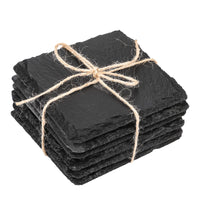 2 x Brand New Slate coasters natural stone black stone for drink set of 6 - RRP €20.14