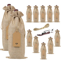 1 x RAW Customer Returns Penubuy Jute Wine Bags 5.9 13.8 inch, Pack of 12 Wine Bags with Gift Tag Drawstring Hemp  - RRP €16.15