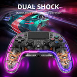 1 x RAW Customer Returns Wireless PS4 Controller with Hall Trigger 8 RGB LED Lights, Custom PS4 Remote Gamepad Joystick Accessory, Dual PS4 Shock Wireless Controller for PlayStation 4 Slim Pro PC Black  - RRP €32.88