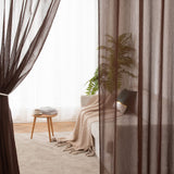 1 x RAW Customer Returns MIULEE Set of 2 Sheer Voile Curtains with Eyelets Transparent Curtain Made of Voile Polyester Eyelet Curtain Transparent Living Room Airy Decorative Curtain for Bedroom 140 X 245 cm W x H , Grommet Top Chocolate - RRP €27.49