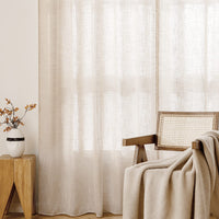 1 x RAW Customer Returns MIULEE linen curtains with eyelets voile curtains linen look curtains living room modern window curtain children s room kitchen curtains loop curtain set of 2 140 x 280 cm white rice - RRP €36.38