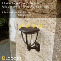 1 x RAW Customer Returns Lacasa LED Solar Light Outdoor, Solar Lamp 2 Pieces Powerful Version IP65 Waterproof 2 Working Modes Wall Lamps Outdoor Porch Solar Lights for Garden, Warm White 2700K - RRP €45.24