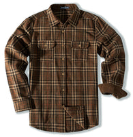 1 x Brand New PaulJones Checked Shirt Men s Outfit Casual Long Sleeve Lumberjack Shirt with Tache Casual Shirt S Brown 490A23-1 - RRP €34.99