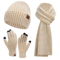 1 x RAW Customer Returns Women s Winter Gloves Set Warm Long Scarf Touch Screen Knitted Hat Winter Gloves White One Size - RRP €24.0