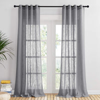 1 x RAW Customer Returns PONY DANCE Interior Curtains Dark Gray Curtains - Linen Effect Curtains with Semi-transparent Bedroom Curtain Rings Modern Living Room Curtains 2 Pieces W 140 x H 260 CM - RRP €34.45