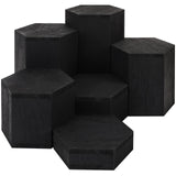 1 x RAW Customer Returns BELLE VOUS Pack of 6 Black Hexagon Decorative Column Wooden Pedestal Wood Displays - Vintage Decorative Wooden Block for Shelves Worktops - Base for Sculptures, Jewelry, Figures, Cupcakes Desserts - RRP €30.22