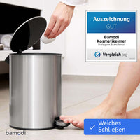 1 x RAW Customer Returns Bamodi cosmetic bin stainless steel 3l - bathroom trash can with soft close system to fall in love with - bathroom bin with automatic lowering brushed - stainless steel trash can with removable inner bucket silver  - RRP €35.0