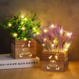 11 x Brand New Blulu 2 Good Luck Gifts Artificial Plants in Pot with Saying Artificial Plants with LED Lights in Wooden Box Small Artificial Flowers Decoration Lavender Eucalyptus Good Luck Gifts for Table Decoration - RRP €224.4