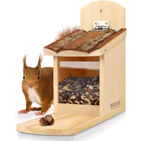 1 x RAW Customer Returns WILDLIFE FRIEND I Stable squirrel feeder made of solid wood with bark roof - weatherproof, feeding station for feeding squirrels, squirrel feeder - feeding station for squirrels - RRP €24.18