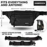 1 x RAW Customer Returns Fanny Pack by Van BEEKEN, bum bag, belt bag with 2 hip straps for men and women, waterproof tear-resistant, outdoor belt bag for hiking, traveling and vacation - RRP €23.99