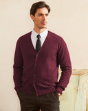 1 x RAW Customer Returns Kallspin Men s Sweater Cardigan V-Neck Wool Sweater Burgundy,XL  - RRP €45.99