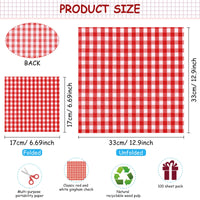 1 x RAW Customer Returns 100 Sheets Gingham Paper Napkins Disposable Checkered Paper Napkins 12.9 x 12.9 inch Napkins for Family Dinner, Picnic, New Year, Christmas, Party Red and White 176  - RRP €17.89