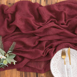 1 x RAW Customer Returns AOKSUNOVA Table Runner Muslin Bordeaux Red 80cm x 4m Table Runner Cheesecloth Wedding Washable Wine Red - RRP €20.16