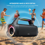 1 x RAW Customer Returns AKONE Bluetooth Speaker, 80W Peak Music Box Bluetooth Large Bass Boost with LED Light, Rolling Stereo Sound Soundbox, 20h Battery, IP67 Outdoor Speaker Boombox for Parties, Beach, Camping - RRP €68.99