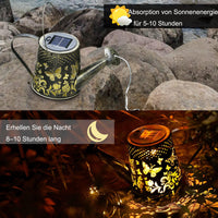 3 x RAW Customer Returns Watering Can with Lights Solar Lights Outdoor Butterfly Art Garden Decoration Hanging Solar Lanterns Metal Waterproof for Walkway Yard Pathway Patio Table - RRP €68.97