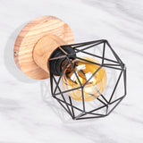 1 x RAW Customer Returns TOKIUS ceiling lamp, 16CM vintage ceiling light in industrial design retro E27 lamp made of wood iron cage pendant light black 3 pieces  - RRP €32.05