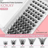 24 x Brand New Eyelash Cluster Lashes Natural D Curl MIX8-16 Eyelash Extensions Set Individual Eyelash Segments Wide Eyelash for Eye Makeup DIY Eyelash Extension MIX 8-16mm, K01-Z1  - RRP €220.56