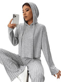 1 x RAW Customer Returns GORGLITTER Trousers and Pullover Set Women s Knitted Set Two-Piece Outfit Long Sleeve Hoodie and Trousers Set Jogging Suit Leisure Suit Light Gray S - RRP €40.33