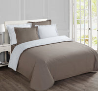 1 x RAW Customer Returns Vision - Reversible bed linen, two-tone, taupe white - Duvet cover 140 x 200 cm with 1 pillowcase for single bed - 100 cotton - RRP €22.87