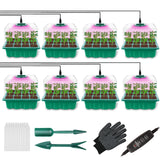 1 x RAW Customer Returns flintronic Seed Trays with Grow Light, 8 Pieces 96 Cell Seed Starting Trays, Timing Controller, Adjustable Brightness, Greenhouse Germination Kit - RRP €28.99