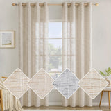 1 x RAW Customer Returns MIULEE curtains linen with eyelets voile curtains linen look curtains living room modern window curtain children s room kitchen curtains loop curtain set of 2 140 x 215 cm brownish white - RRP €32.26