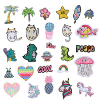 1 x Brand New Pack of 27 iron-on patches for children, DIY iron-on patches, polyester color design, iron-on patches for children, iron-on patches for children for T-shirts, jeans, clothing, bags - RRP €10.07