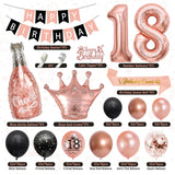 1 x RAW Customer Returns Decoration 18th Birthday Girl, Thinbal Rose Gold Black Birthday Decoration Set with Happy Birthday Banner, 18th Balloons, Birthday Garland Balloon for Woman Girls 18th Birthday Party Decoration Supplies - RRP €15.11