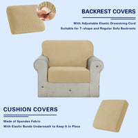 2 x Brand New subrtex Stretch Sofa Cover with Armrests, Stretch Armchair Cover with Seat Cushion Covers and Separate Back Covers 1 Seater, Khaki  - RRP €38.4