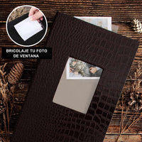 7 x Brand New Ywlake photo album 10x15 400, crocodile leather slip-in album for portrait format photos pictures green - RRP €106.33