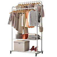 1 x Brand New Solerconm clothes rack, coat rack wardrobe clothes rack wardrobe rack with wheels for bedroom storage shelf coat rack - RRP €58.98